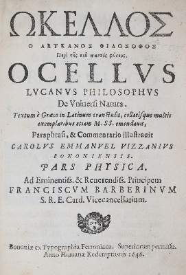 Bild Nr.1: 140-486 Ocellus,L.: (Alte Drucke, Handschriften und Theologie)