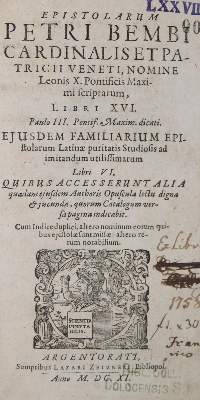 Bild Nr.1: 140-52 Bembo,P.: (Alte Drucke, Handschriften und Theologie)
