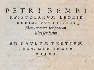 Bild Nr.1: 140-53 Bembo,P.: (Alte Drucke, Handschriften und Theologie)