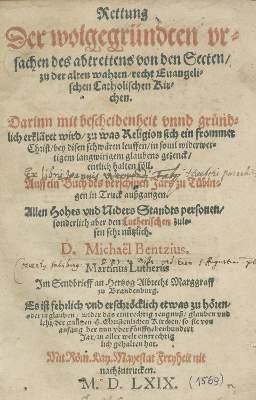 Bild Nr.1: 140-54 Bentz,M.: (Alte Drucke, Handschriften und Theologie)