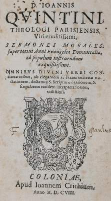 Bild Nr.1: 140-540 Quintin,J.: (Alte Drucke, Handschriften und Theologie)
