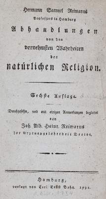 Bild Nr.1: 140-545 Reimarus,H.S.: (Alte Drucke, Handschriften und Theologie)