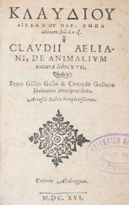 Bild Nr.1: 140-6 Aelianus,C.: (Alte Drucke, Handschriften und Theologie)