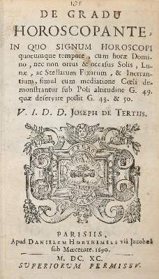 Bild Nr.1: 140-639 Tertius,J.de.: (Alte Drucke, Handschriften und Theologie)