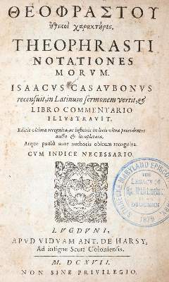 Bild Nr.1: 140-643 Theophrastus.: (Alte Drucke, Handschriften und Theologie)