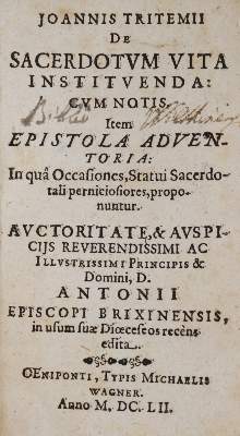 Bild Nr.1: 140-662 Trithemius,J.: (Alte Drucke, Handschriften und Theologie)