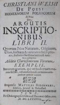 Bild Nr.1: 140-692 Weise,C.: (Alte Drucke, Handschriften und Theologie)