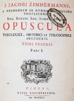 Bild Nr.1: 140-706 Zimmermann,J.: (Alte Drucke, Handschriften und Theologie)