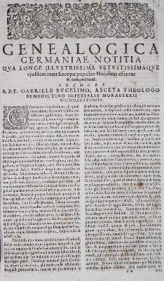 Bild Nr.1: 140-709 Bucelinus,G.: (Genealogie und Heraldik)