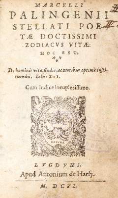 Bild Nr.1: 140-769 Manzolli,P.A. (Pseud.: Palingenius Stallatus Marcello).: (Grenzwissenschaften und Okkultismus)