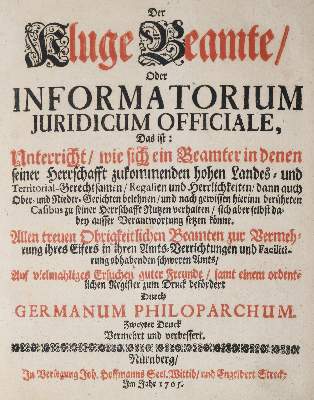Bild Nr.1: 140-798 Germanus Philoparchus (d.i. C.H.Schweser).: (Juridica und Kriminologie)