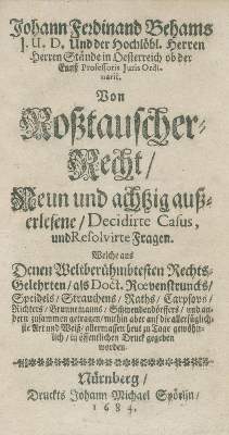 Bild Nr.1: 140-814 Behamb,J.F.: (Juridica und Kriminologie, Pferde)