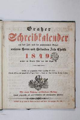 Bild Nr.205: 140-832 Grätzer Schreibkalender: (Kalender)