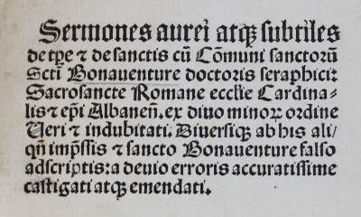 Bild Nr.21: 140-91 Bonaventura Sanctus.: (Alte Drucke, Handschriften und Theologie)