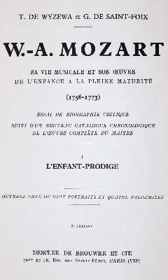 Bild Nr.1: 140-957 Wyzewa,T.de u. G.de Saint-Foix.: (Musik)