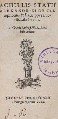 Große Abbildung Nr.1: 141-1 Achilles Tatius.: (Alte Drucke, Handschriften und Theologie)