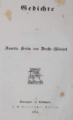 Große Abbildung Nr.1: 141-1006 Droste-Hülshoff,A.v.: (Literatur und illustrierte Bücher bis 19.Jahrhundert)