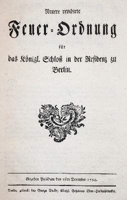 Große Abbildung Nr.1: 141-101 Feuer- und Brand-Verordnungen.: (Alte Drucke, Handschriften und Theologie)
