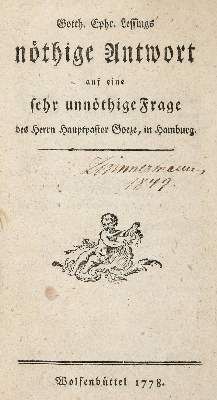 Große Abbildung Nr.1: 141-1071 Lessing,G.E.: (Literatur und illustrierte Bücher bis 19.Jahrhundert)