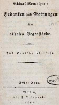 Große Abbildung Nr.1: 141-1090 Montaigne,M.de.: (Literatur und illustrierte Bücher bis 19.Jahrhundert)