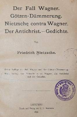 Große Abbildung Nr.1: 141-1097 Nietzsche,F.: (Literatur und illustrierte Bücher bis 19.Jahrhundert)