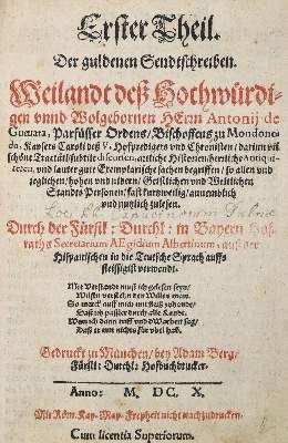 Große Abbildung Nr.1: 141-118 Guevara,A.de.: (Alte Drucke, Handschriften und Theologie)