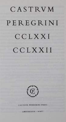 Große Abbildung Nr.1: 141-1213 Castrum Peregrini.: (Literatur und illustrierte Bücher 20.Jahrhundert - Alte Literatur in modernen Ausgaben)