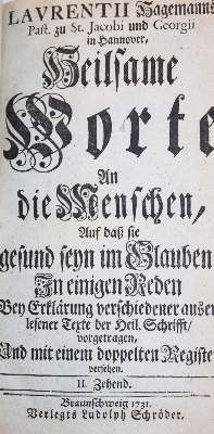 Große Abbildung Nr.1: 141-123 Hagemann,L.: (Alte Drucke, Handschriften und Theologie)