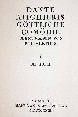 Große Abbildung Nr.1: 141-1231 Dante,A.: (Literatur und illustrierte Bücher 20.Jahrhundert - Alte Literatur in modernen Ausgaben)