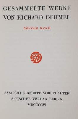 Große Abbildung Nr.1: 141-1234 Dehmel,R.: (Literatur und illustrierte Bücher 20.Jahrhundert - Alte Literatur in modernen Ausgaben)