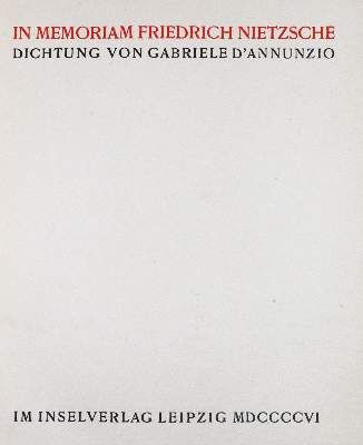 Große Abbildung Nr.1: 141-1366 D'Annunzio,G.: (Insel-Verlag, Nietzsche)