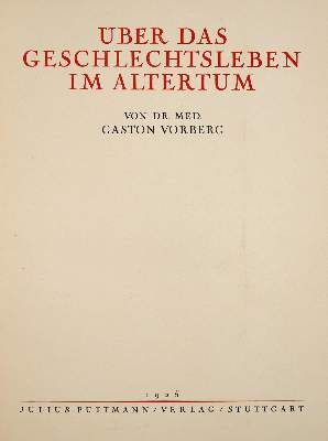 Große Abbildung Nr.1: 141-1589 Vorberg,G,: (Literatur und illustrierte Bücher 20.Jahrhundert - Alte Literatur in modernen Ausgaben)