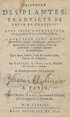 Große Abbildung Nr.1: 141-1621 Linocier,G.: (Botanik, Kräuterbücher)