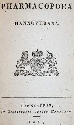 Große Abbildung Nr.1: 141-1698 Pharmacopoea Hannoverana.: (Medizin, Pharmazie)
