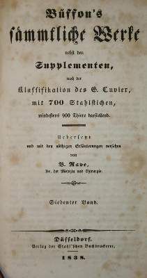 Große Abbildung Nr.1: 141-1720 Buffon,(G.L.L.)de.: (Zoologie)