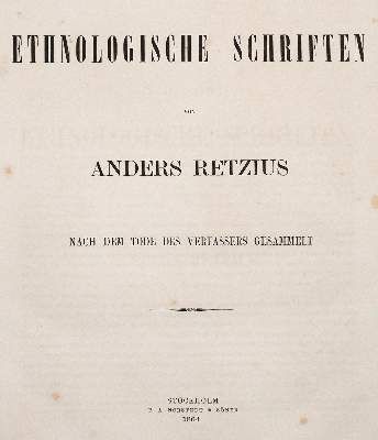 Große Abbildung Nr.1: 141-1769 Retzius,A.: (Verschiedene Gebiete - Varia, Anthropologie)
