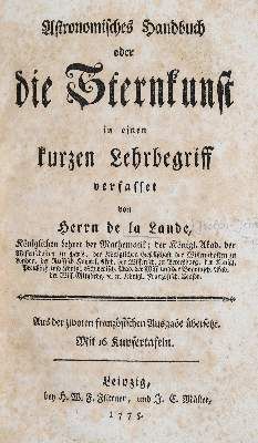 Große Abbildung Nr.1: 141-1778 Lalande,J.J.L.de.: (Verschiedene Gebiete - Varia, Astronomie)