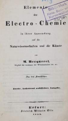 Große Abbildung Nr.1: 141-1801 Becquerel,(A.C.).: (Verschiedene Gebiete - Varia, Chemie)