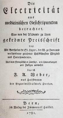 Große Abbildung Nr.1: 141-1818 Bertholon de Saint-Lazare,P.N.: (Verschiedene Gebiete - Varia, Elektrizität)