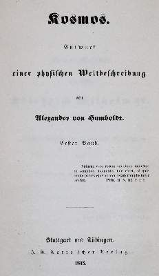 Große Abbildung Nr.1: 141-1847 Humboldt,A.v.: (Verschiedene Gebiete - Varia)