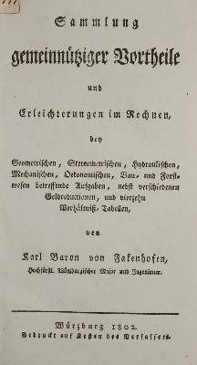 Große Abbildung Nr.1: 141-1901 Fakenhofen,K.v.: (Verschiedene Gebiete - Varia, Mathematik)