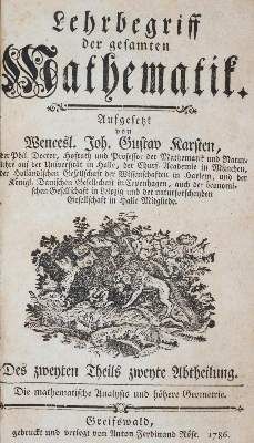 Große Abbildung Nr.1: 141-1905 Karsten,W.J.G.: (Verschiedene Gebiete - Varia, Mathematik)