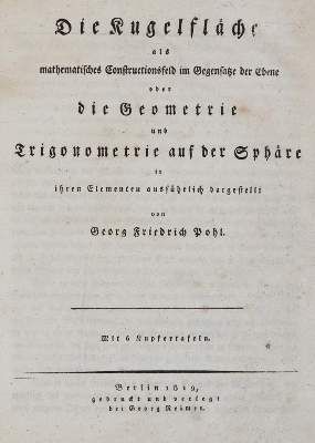 Große Abbildung Nr.1: 141-1909 Pohl,G.F.: (Verschiedene Gebiete - Varia, Mathematik)