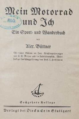 Große Abbildung Nr.1: 141-1920 Büttner,A.: (Verschiedene Gebiete - Varia, Motorrad, Hohlwein)