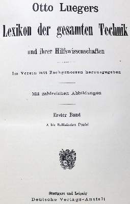 Große Abbildung Nr.1: 141-1953 Lueger,O.: (Verschiedene Gebiete - Varia, Technik und Handwerk)