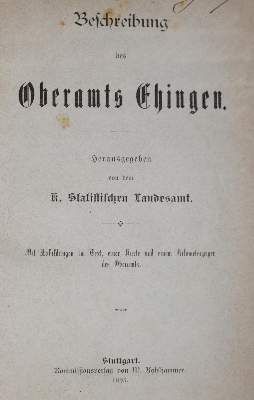 Große Abbildung Nr.1: 141-2085 Beschreibung des Oberamts: (Deutschland, Ehingen)