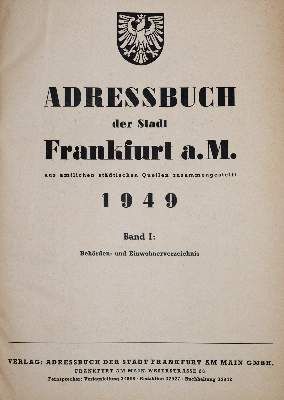 Große Abbildung Nr.1: 141-2088 Adressbuch: (Deutschland, Frankfurt/Main)