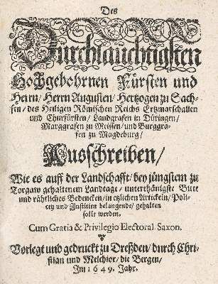 Große Abbildung Nr.1: 141-2165 Des Dürchlaüchtigsten...: (Deutschland, Sachsen)