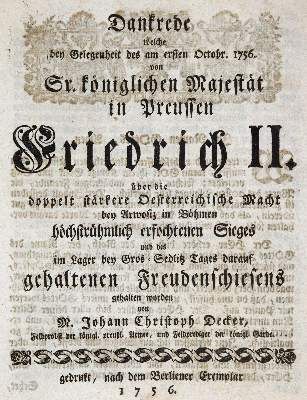Große Abbildung Nr.1: 141-2177 Decker,J.C.: (Deutschland, Siebenjähriger Krieg, Vier Schriften)