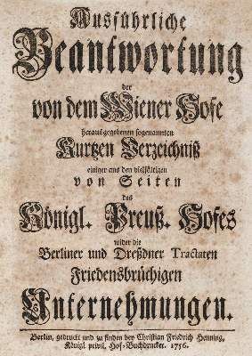 Große Abbildung Nr.1: 141-2180 (Fürst und Kupferberg,C.J.M.v.).: (Deutschland, Siebenjähriger Krieg, Vier Schriften)